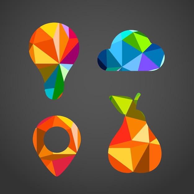 Different icons of color triangles