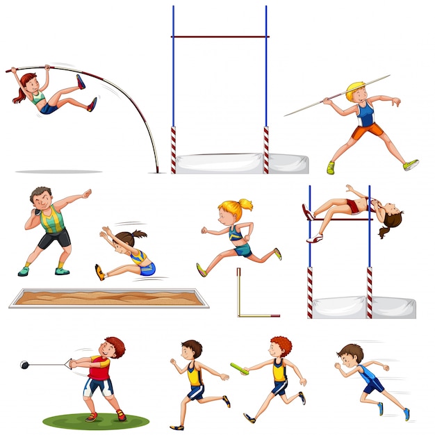Vector different kind of track and field sports illustration