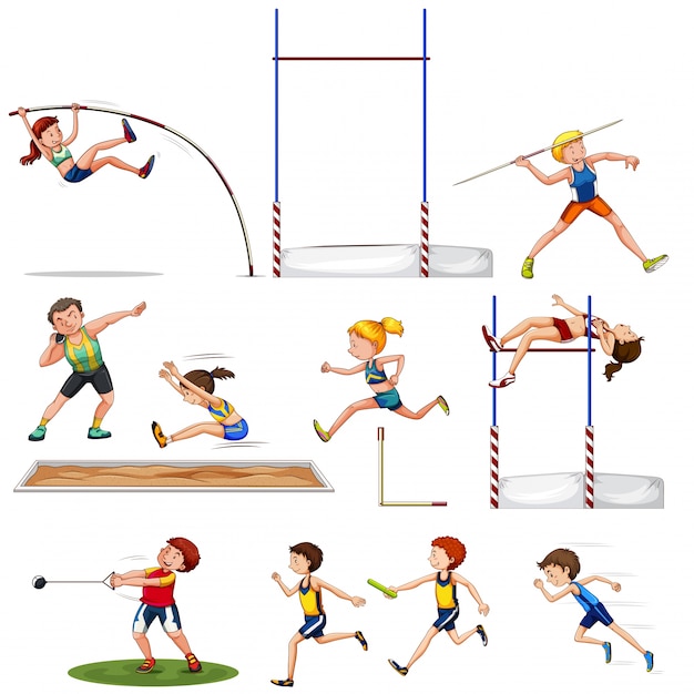 Different kind of track and field sports illustration