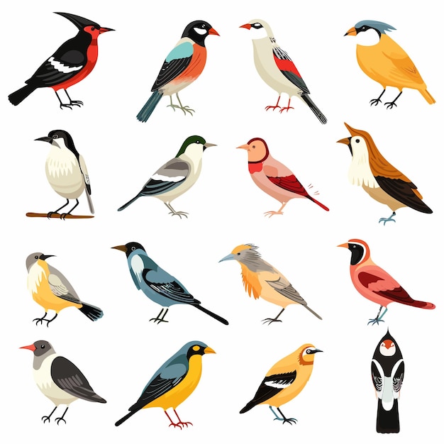 Different kinds of birds collection