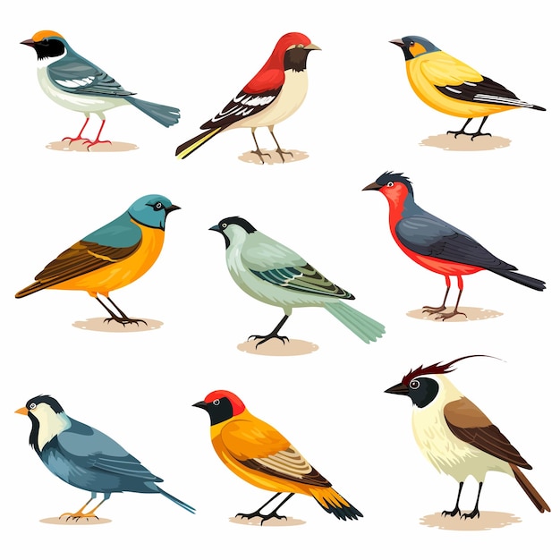 Vector different kinds of birds collection