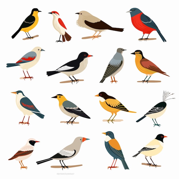 Vector different kinds of birds collection