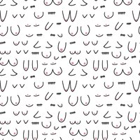 Different kinds of woman breast vector seamless pattern hand drawn women breast pattern