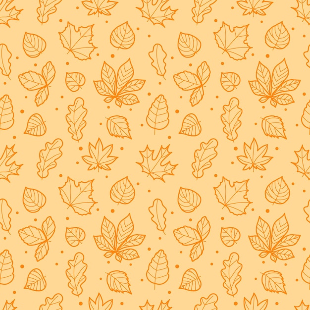 Different leaves silhouettes seamless pattern