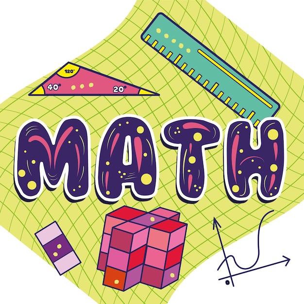 Vector different math graphs and objects math class concept vector illustration