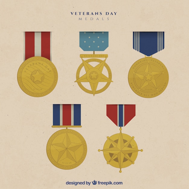 Vector different medals for veterans day