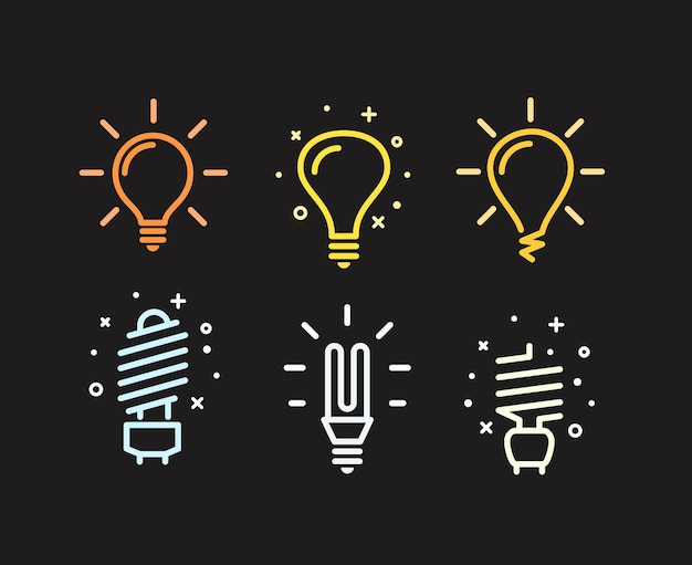 Vector different modern lightbulb silhouettes