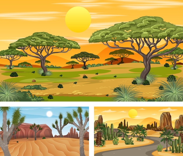 Vector different nature horizontal scenes