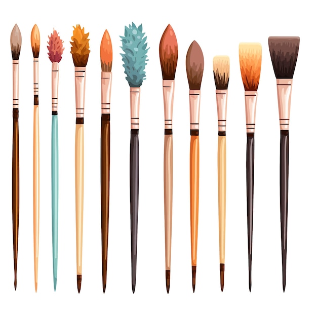 Different paint brushes set vector clipart white background