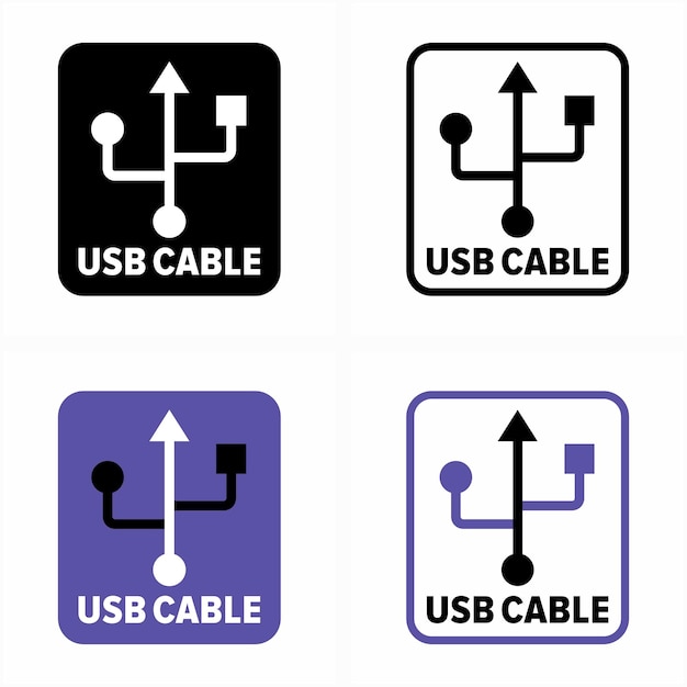Different peripherals standard USB cable information sign
