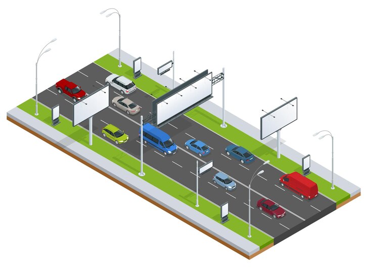 Vector different perspectives advertising construction for outdoor advertising big billboard