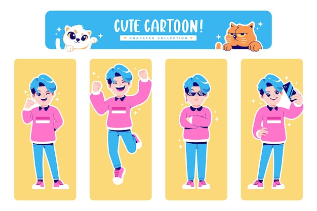 different pose cute cartoon character collection 5