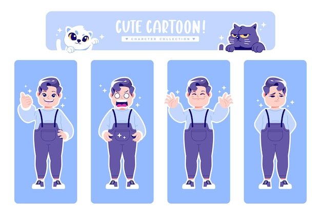 Different pose cute cartoon character collection 6