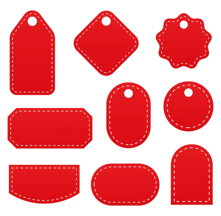 Vector different price tag set. red labels collection.