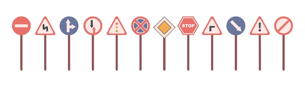Вектор Различные дорожные знаки выбор пути легко трудно