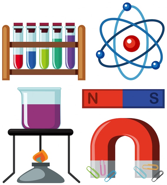 Различные науки оборудование на белом фоне