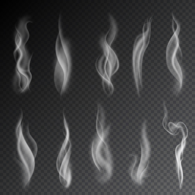 Vector different shape of smoke traces realistic design set