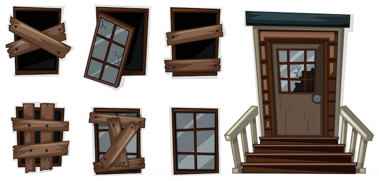 Vector different shapes of broken windows