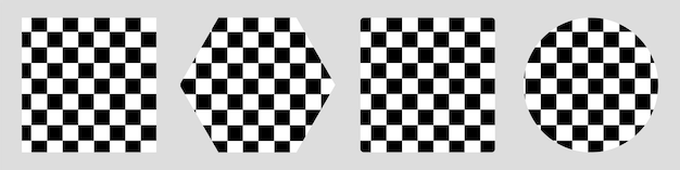 Vector different shapes with black and white boxes pattern