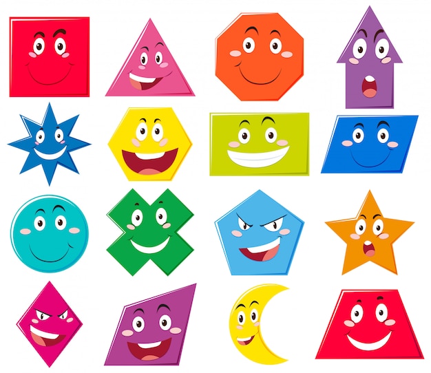 Different shapes with facial expressions