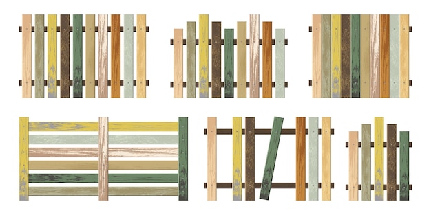 Different shapes of wooden fence