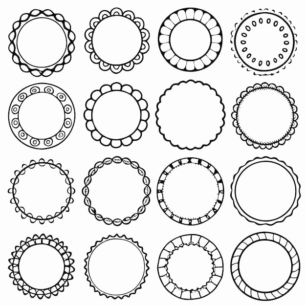 Различные Простые круглые рамки или круговые рисунки Icon set vector Иллюстрации на белом фоне