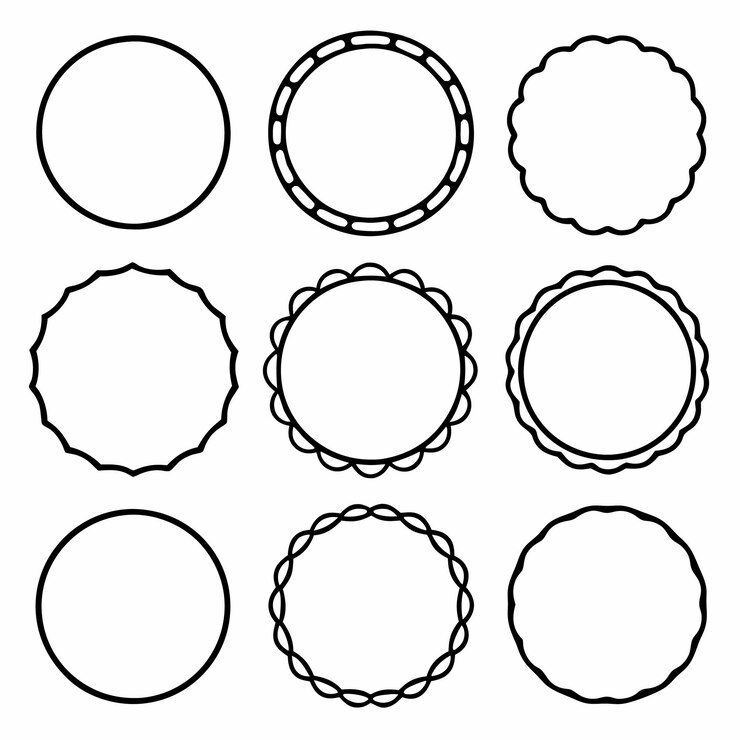 Vector different simple round frames or circle doodle outlines icon set vector illustrations on white backg