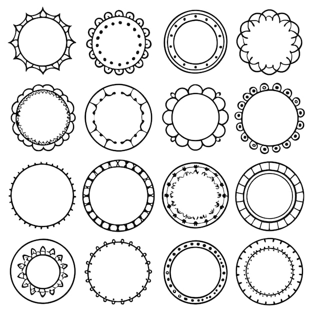 Различные Простые круглые рамки или круговые рисунки Icon set vector Иллюстрации на белом фоне