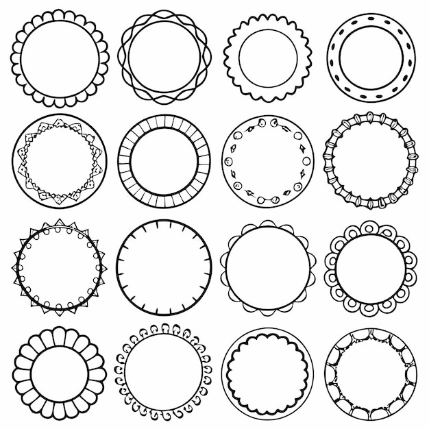 Различные Простые круглые рамки или круговые рисунки Icon set vector Иллюстрации на белом фоне