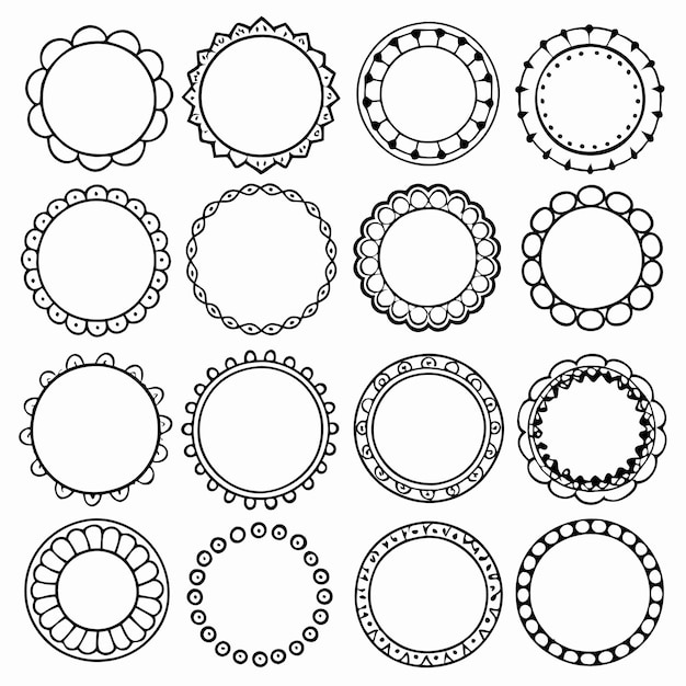 Различные Простые круглые рамки или круговые рисунки Icon set vector Иллюстрации на белом фоне