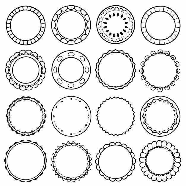 Различные Простые круглые рамки или круговые рисунки Icon set vector Иллюстрации на белом фоне