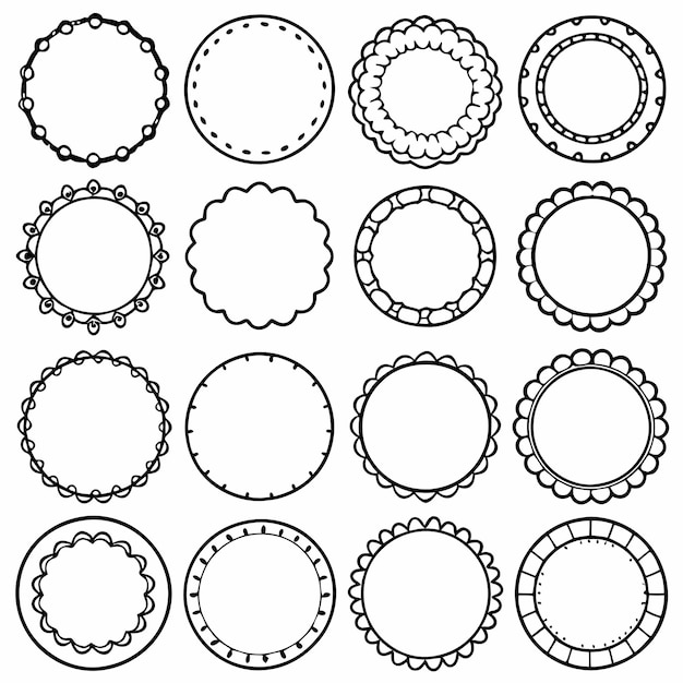 Различные Простые круглые рамки или круговые рисунки Icon set vector Иллюстрации на белом фоне