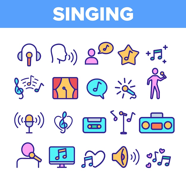 Different Singing Icons Set 