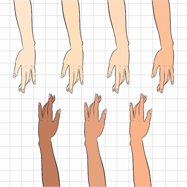 Vector different skin color illustration