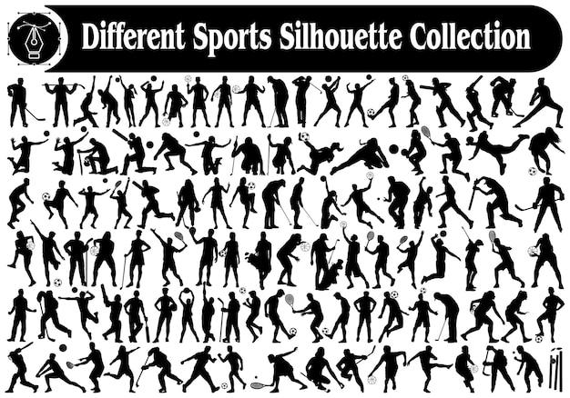 Vector different sports silhouette vector collection