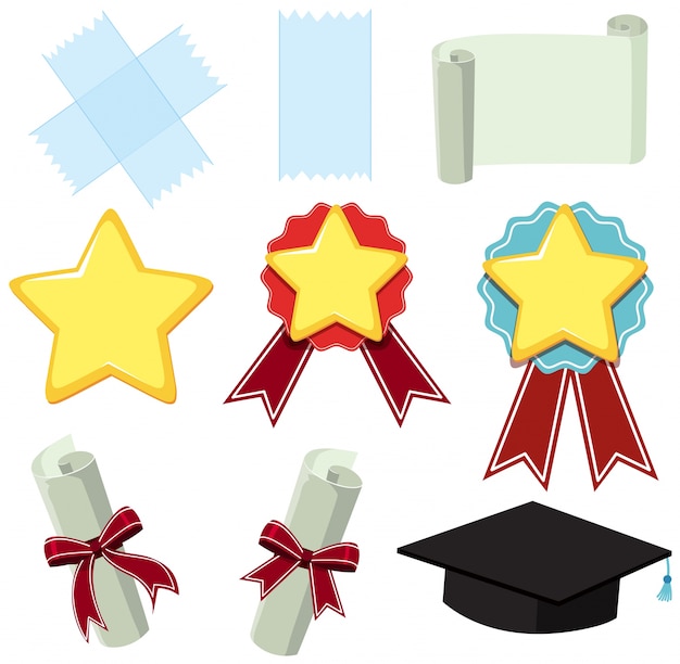 Vector different symbols of award and paper