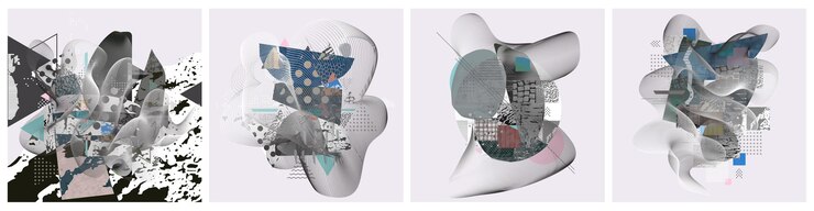 Vector different textures and shapes artistic vector illustration collage set