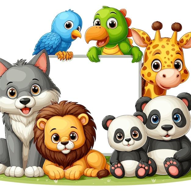 Different type of cartoon animal set vector illustration generated ai