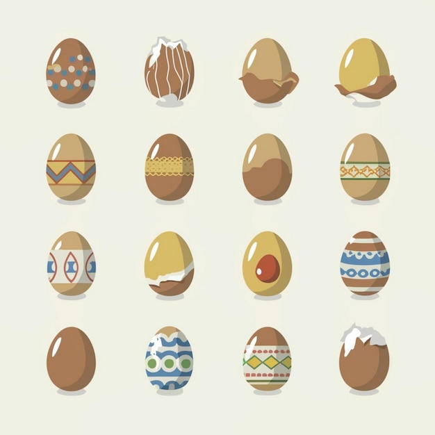 卵の平らなデザインの異なるタイプ