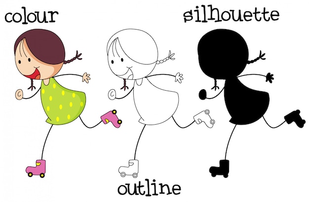 Diversi tipi di grafica di pattinaggio ragazza