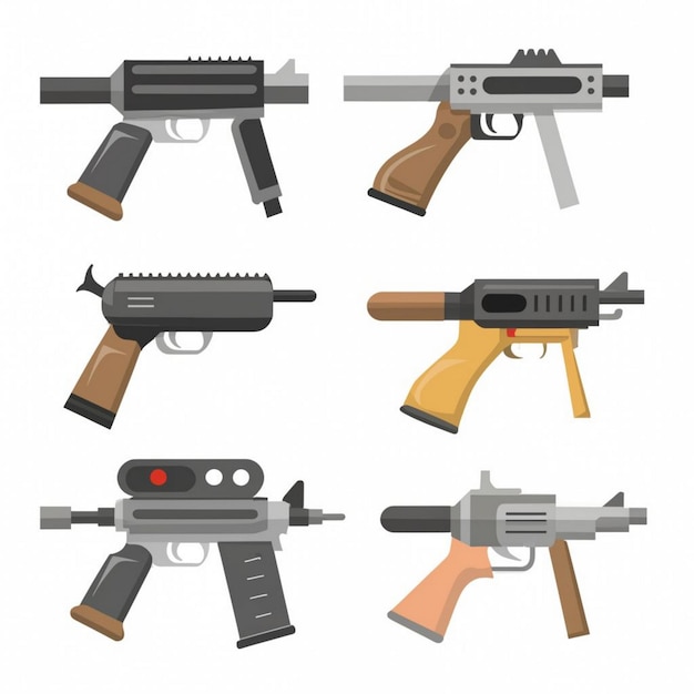 Different type of gun illustration set