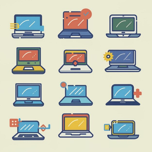 Different type laptop illustration set