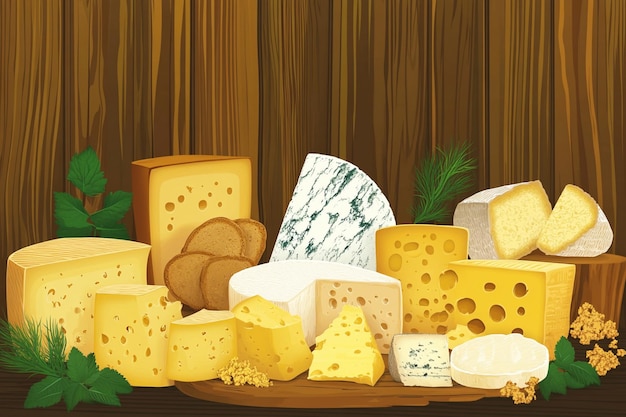 different types of cheese bread and tomatoes