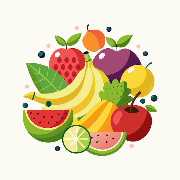 Different types of fruits concept illustration