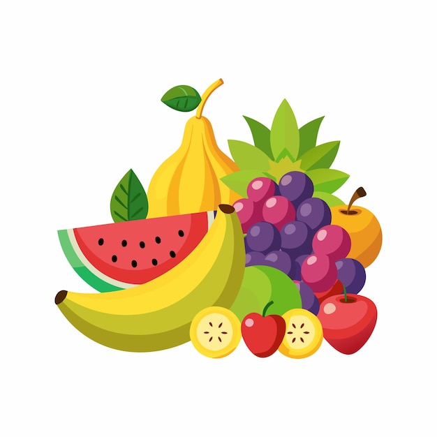 Different types of fruits concept illustration