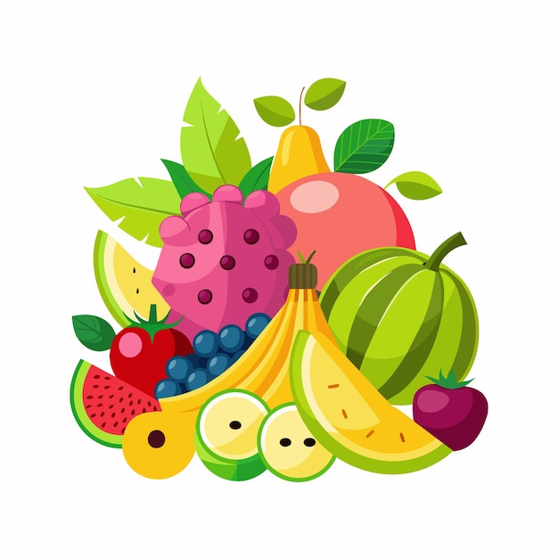 Different types of fruits concept illustration