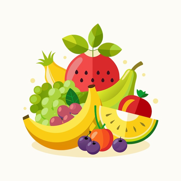 Different types of fruits concept illustration