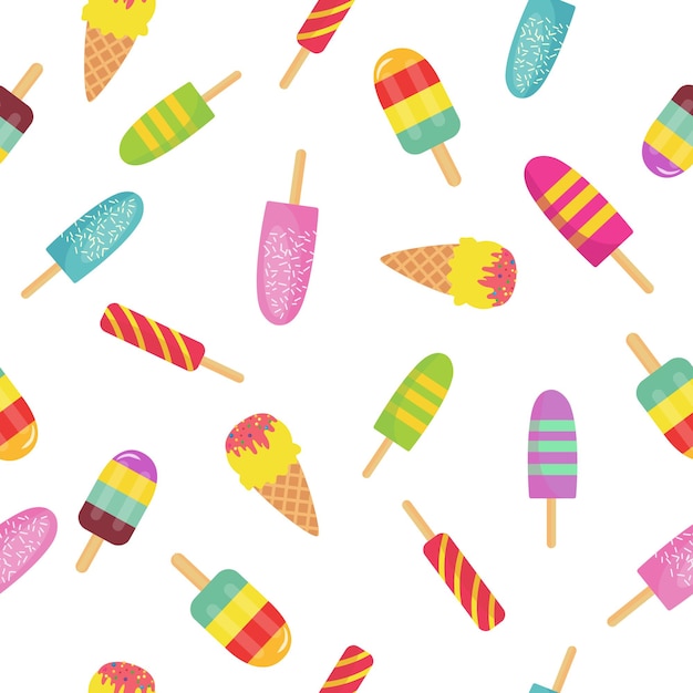 different types of ice cream seamless pattern vector illustration for advertising parties