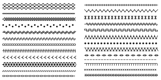 ベクトル マシン ブラック ステッチ ブラシ パターンの種類は、刺繍布エッジ テクスチャを設定します。
