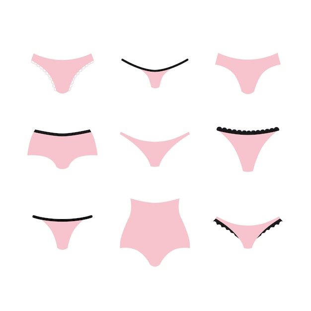 Different types of women's panties in pink